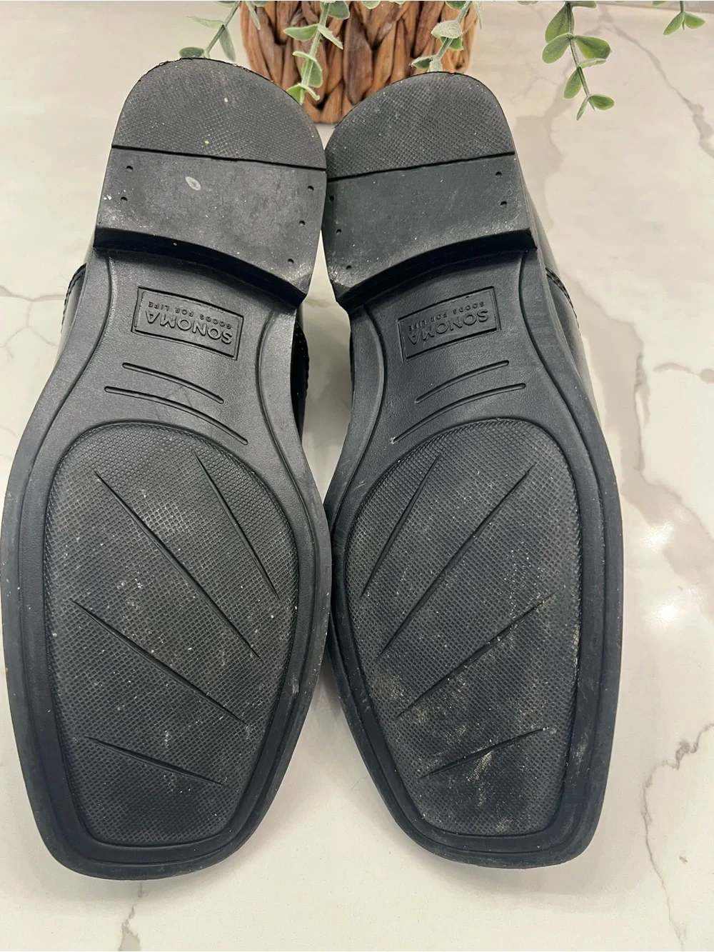 Boys Black Leather-like Lace-Up Dress Shoes